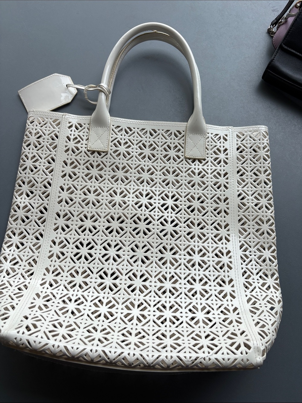 Tory Burch White Laser-Cut Tote